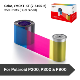 7-5105-2 Polaroid Color Ribbon for P200, P300 & P900 Card Printer, YMCKT-KT-350 prints